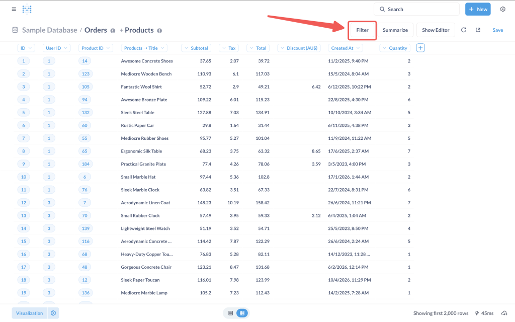 Klik tombol Filter untuk menyaring data yang ditampilkan