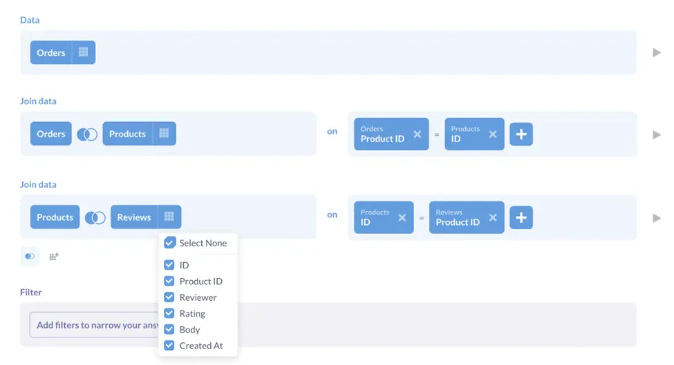 New Question Page in Metabase